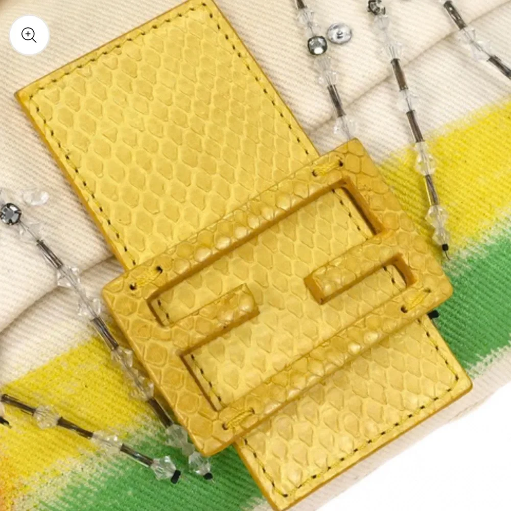 FENDI baguette Python Yellow White Beaded Vintage Bag - Picture 4 of 10